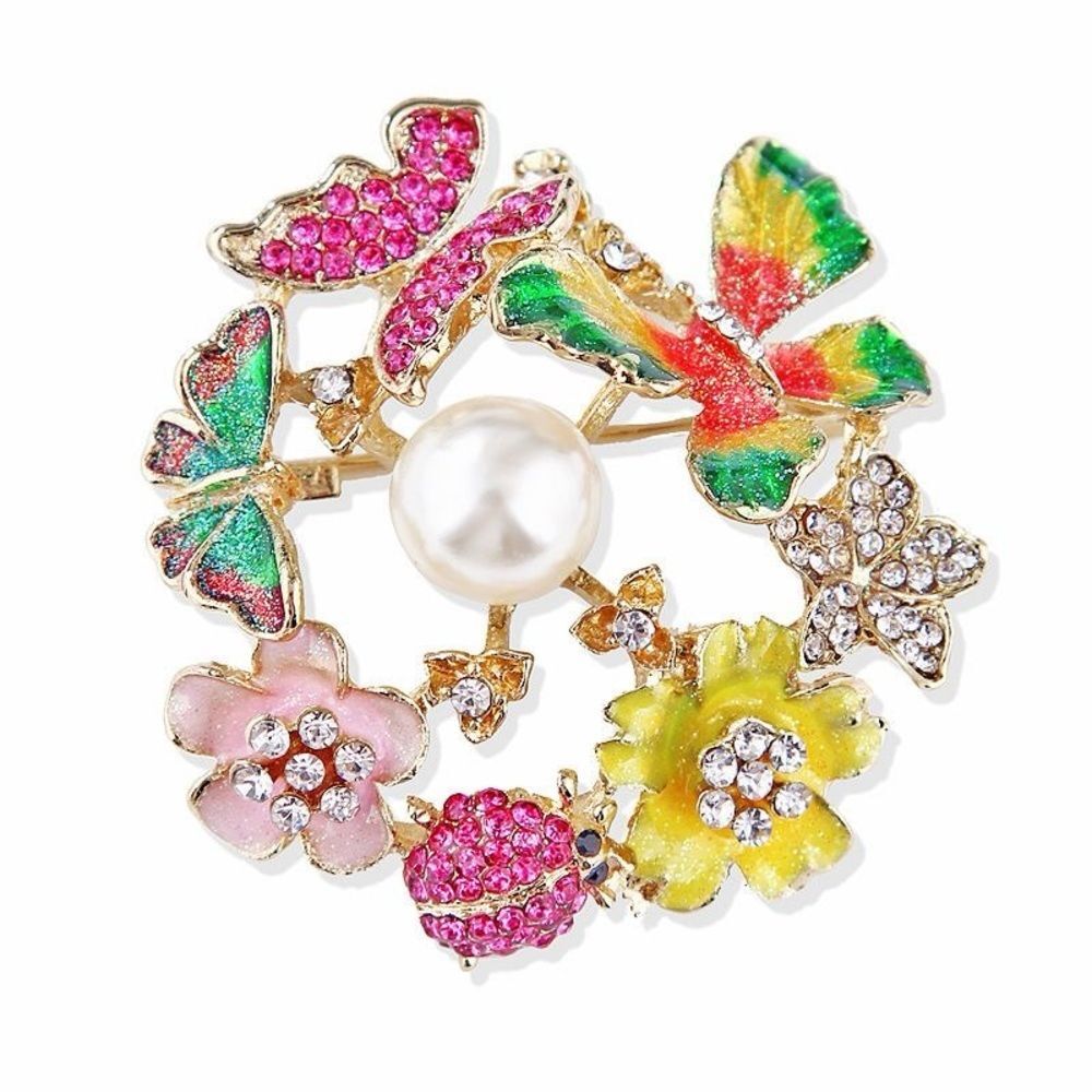 Multi-Color Butterfly Flower Ladybug Brooch - Picture 2 of 5